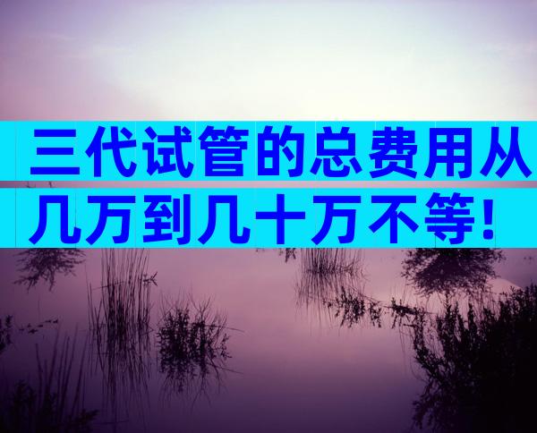 三代试管的总费用从几万到几十万不等!