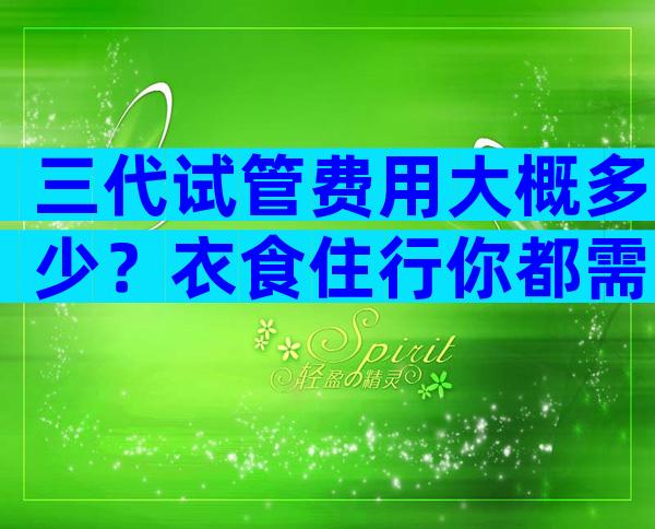 三代试管费用大概多少？衣食住行你都需要做好准备