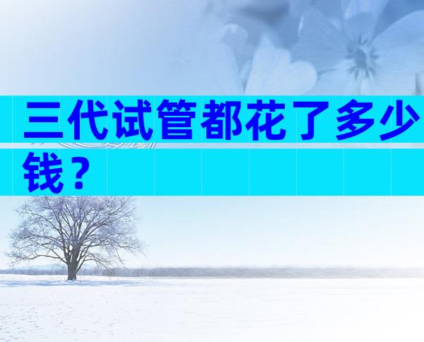 三代试管都花了多少钱？