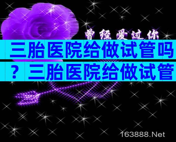 三胎医院给做试管吗？三胎医院给做试管吗多少钱？