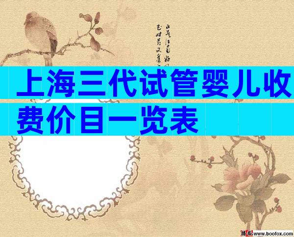 上海三代试管婴儿收费价目一览表