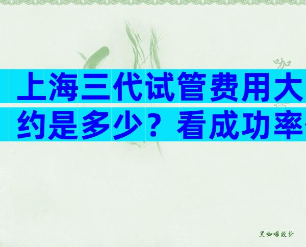 上海三代试管费用大约是多少？看成功率便知贵不贵