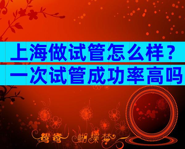 上海做试管怎么样？一次试管成功率高吗？