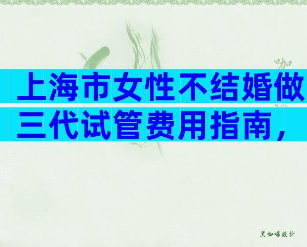 上海市女性不结婚做三代试管费用指南，判断依据有吗