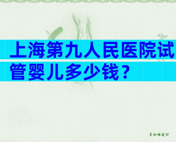 上海第九人民医院试管婴儿多少钱？