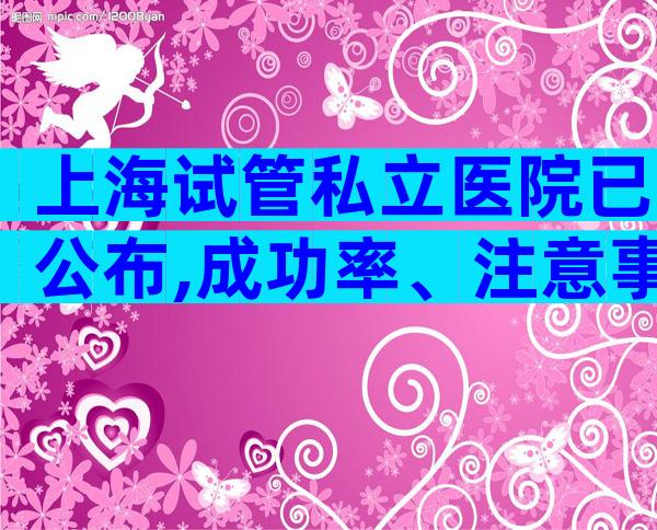 上海试管私立医院已公布,成功率、注意事项一看便知