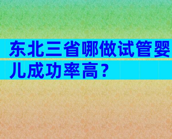 东北三省哪做试管婴儿成功率高？