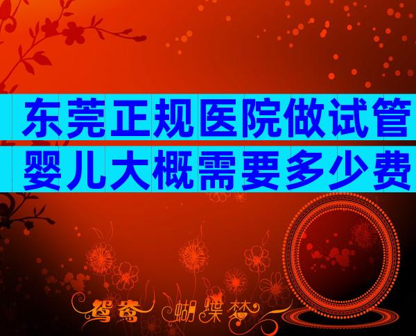 东莞正规医院做试管婴儿大概需要多少费用