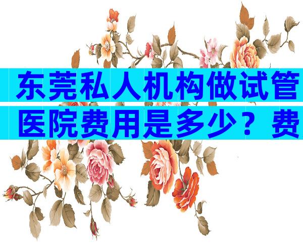 东莞私人机构做试管医院费用是多少？费用构成及差异一览