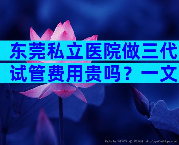 东莞私立医院做三代试管费用贵吗？一文了解收费情况