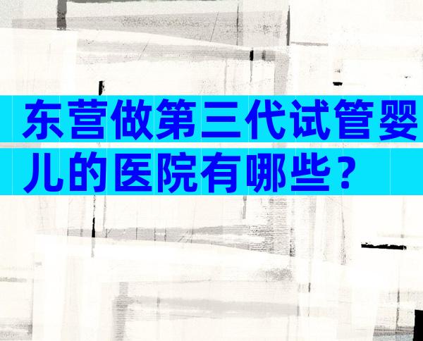 东营做第三代试管婴儿的医院有哪些？