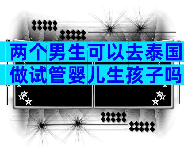 两个男生可以去泰国做试管婴儿生孩子吗？