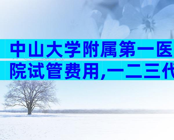 中山大学附属第一医院试管费用,一二三代价格差异大