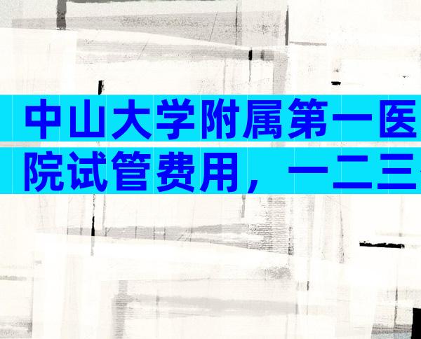 中山大学附属第一医院试管费用，一二三代价格差异大