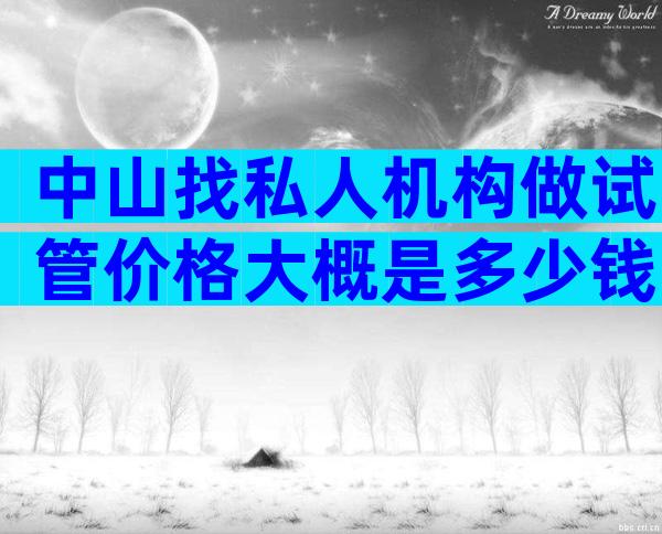 中山找私人机构做试管价格大概是多少钱