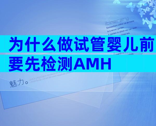 为什么做试管婴儿前要先检测AMH