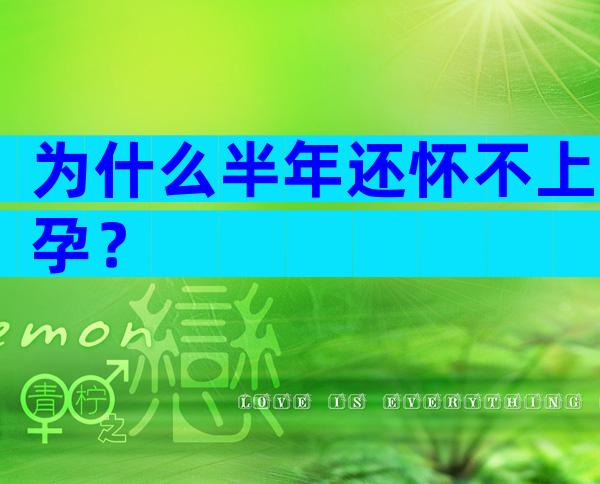 为什么半年还怀不上孕？