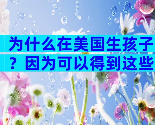 为什么在美国生孩子？因为可以得到这些好处