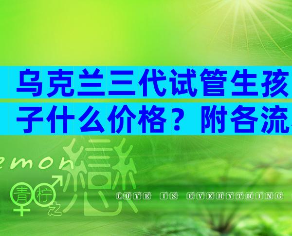 乌克兰三代试管生孩子什么价格？附各流程费用明细？