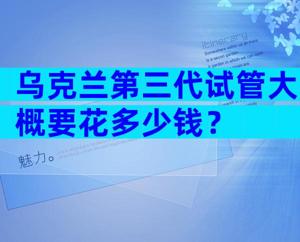 乌克兰第三代试管大概要花多少钱？