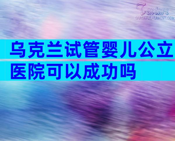 乌克兰试管婴儿公立医院可以成功吗