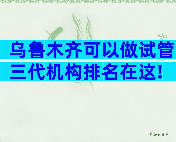 乌鲁木齐可以做试管三代机构排名在这!