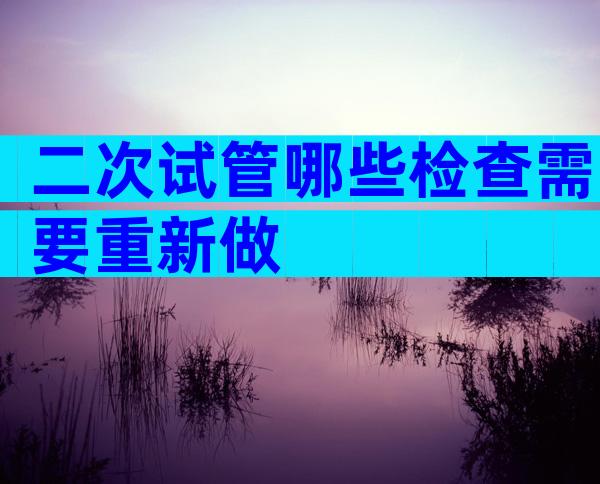 二次试管哪些检查需要重新做