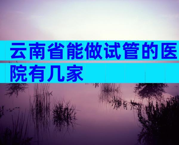 云南省能做试管的医院有几家