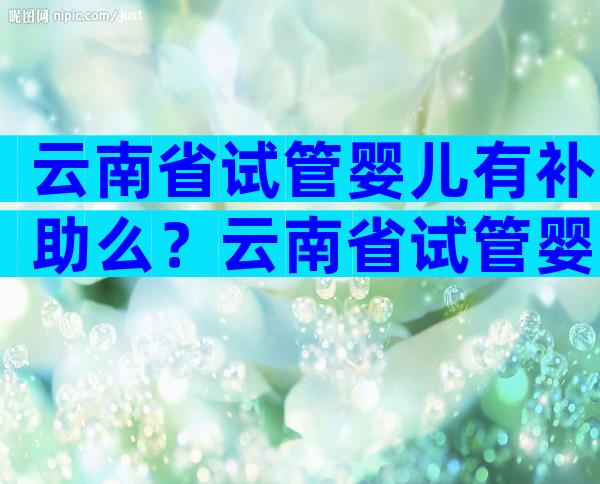 云南省试管婴儿有补助么？云南省试管婴儿有补助么吗？