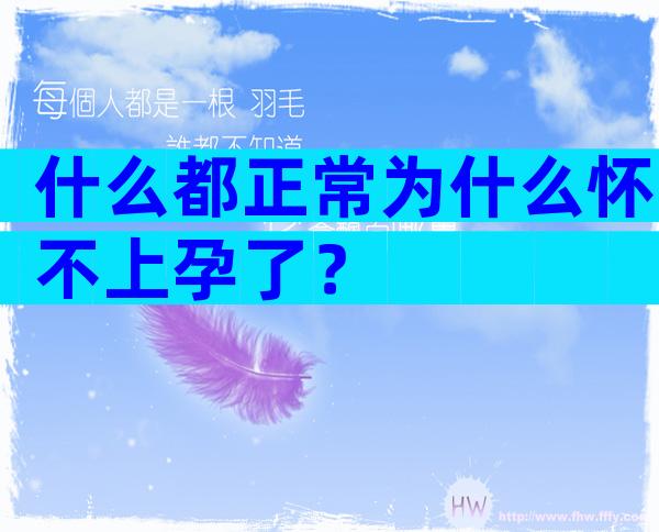 什么都正常为什么怀不上孕了？
