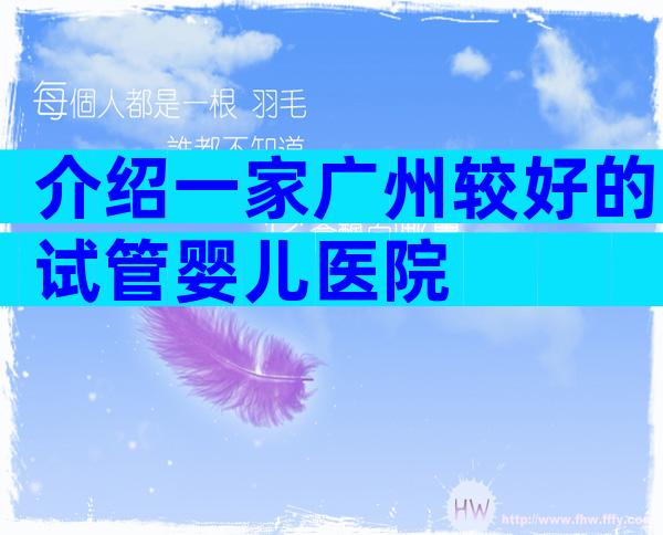 介绍一家广州较好的试管婴儿医院