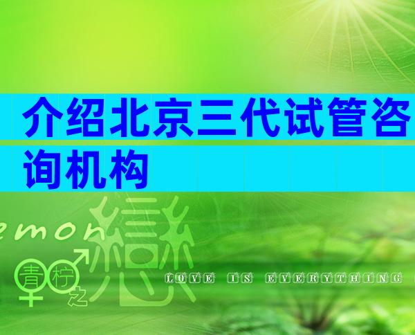 介绍北京三代试管咨询机构