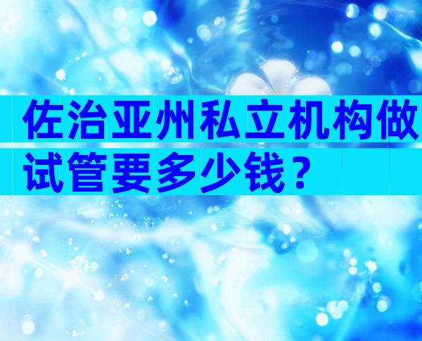 佐治亚州私立机构做试管要多少钱？