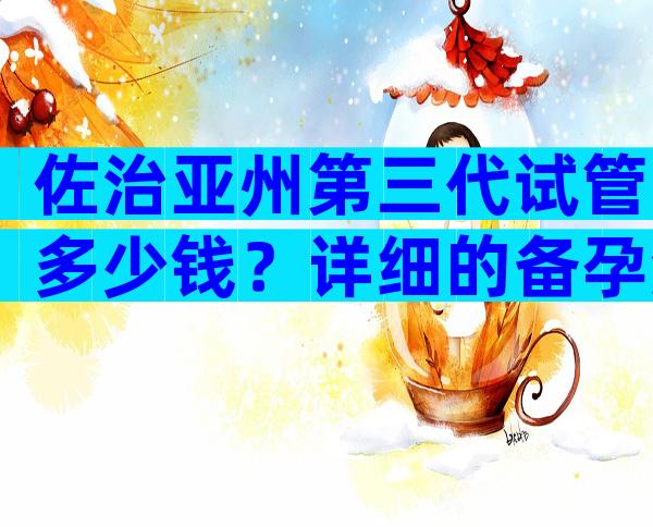 佐治亚州第三代试管多少钱？详细的备孕流程附后。