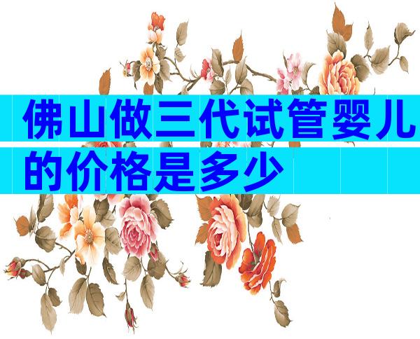 佛山做三代试管婴儿的价格是多少