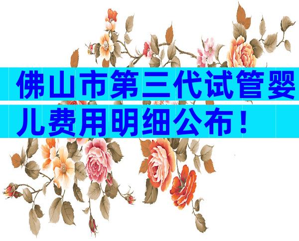 佛山市第三代试管婴儿费用明细公布！