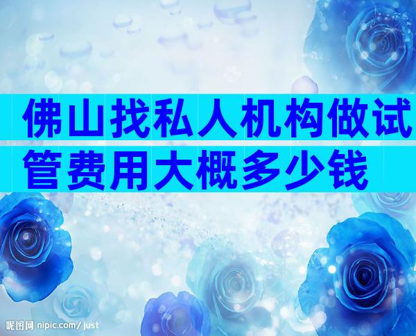 佛山找私人机构做试管费用大概多少钱