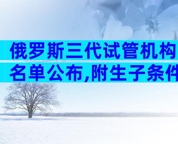 俄罗斯三代试管机构名单公布,附生子条件预览