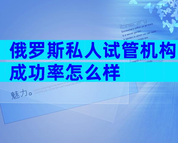 俄罗斯私人试管机构成功率怎么样