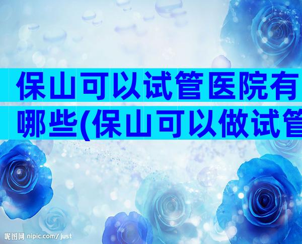 保山可以试管医院有哪些(保山可以做试管吗)
