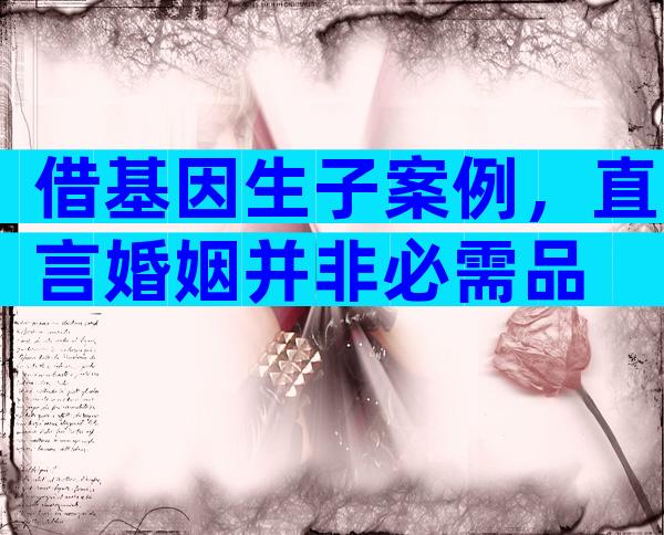 借基因生子案例，直言婚姻并非必需品
