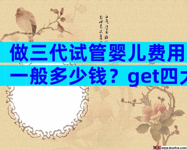 做三代试管婴儿费用一般多少钱？get四大项目不同花费明细