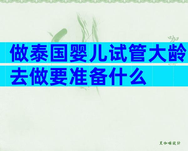 做泰国婴儿试管大龄去做要准备什么