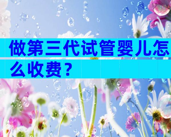 做第三代试管婴儿怎么收费？
