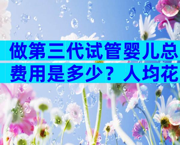 做第三代试管婴儿总费用是多少？人均花费超10万都是常态