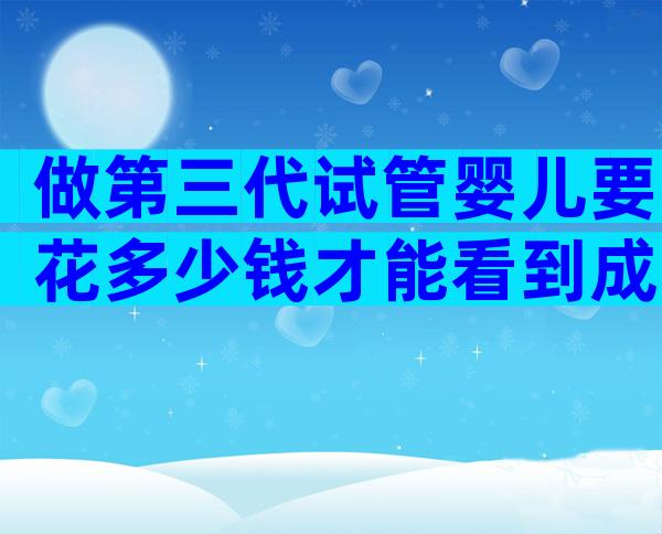 做第三代试管婴儿要花多少钱才能看到成功率？