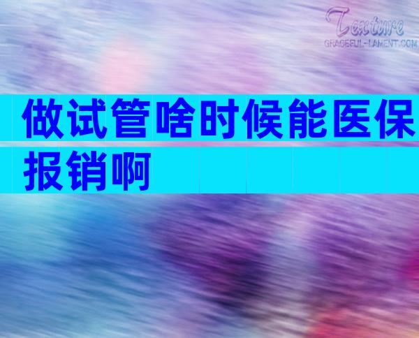 做试管啥时候能医保报销啊