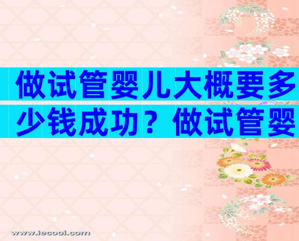 做试管婴儿大概要多少钱成功？做试管婴儿需要多少钱？