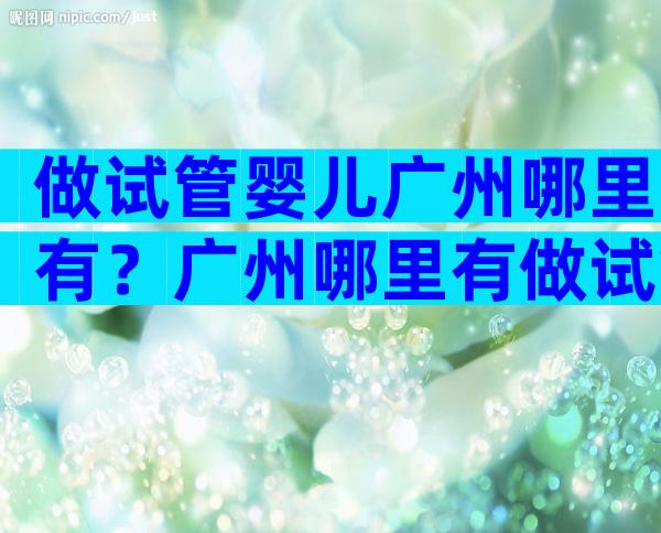 做试管婴儿广州哪里有？广州哪里有做试管婴儿的？
