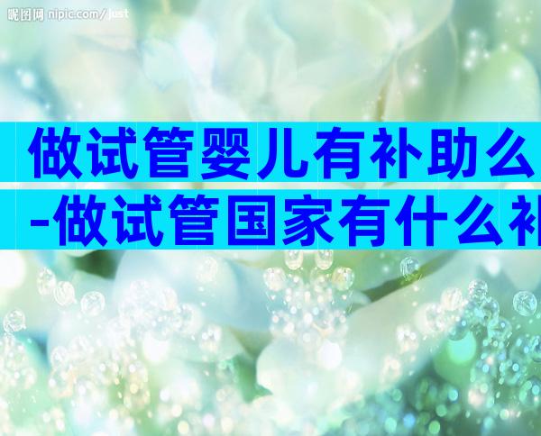 做试管婴儿有补助么-做试管国家有什么补贴政策